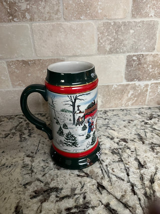 Vintage Budweiser Christmas Beer Stein 1991