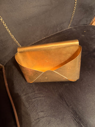 Vintage MCM Polished Brass gold tone envelope wall Pocket Letter Holder