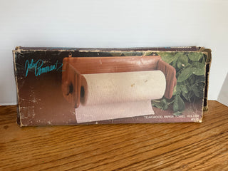 Julie Pomerantz teakwood paper towel holder, original box