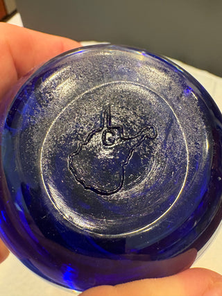 PAPERWEIGHT COBALT AND WHITE FLOWER GENTILE GLASS