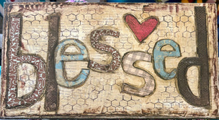 Large sign/plaque "Blessed" Lisa Larson artist.