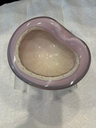 MURANO CASED PINK AND WHITE BUBBLED HANDMADE BOWL