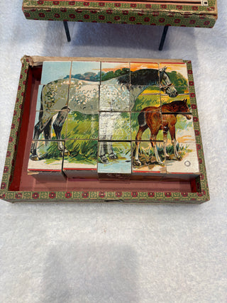 ANTIQUE WOOD PUZZLE BLOCKS 4 IMAGES