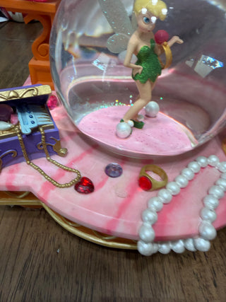 Disney Tinkerbell Snow Globe The Pink Vanity Plays You Can Fly 2002
