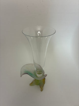 Signed Daum France Pâte de Verre "Soliflor" vase, often referred to as a Lily or Arum vase.     Shipping not available. Must be picked up at Bliss Marketplace 2529 Mercantile Drive Suite C Rancho Cordova CA hours 10-6 Thursday - Sunday