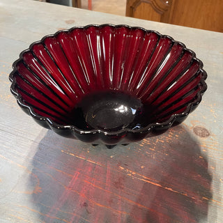 Vtg Anchor Hocking Ruby Glass 11" Bowl--SP