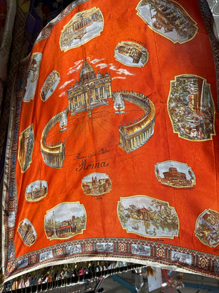 Vtg Acetate Rome Scarf