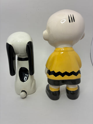 Vintage Peanuts Charlie Brown & Snoopy Hand-Painted Ceramic Figurines (Large)