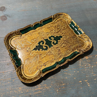 11.5" Florentine Gilt Wood Tray Rectangle --SP