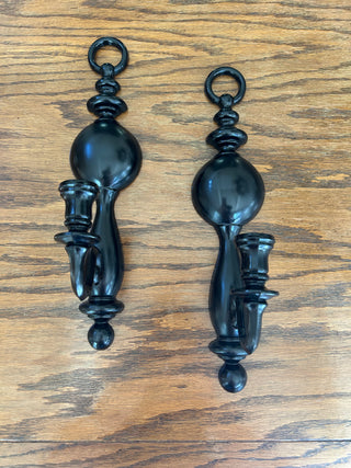 Vintage Black Syroco Wall Sconces, Set of 2