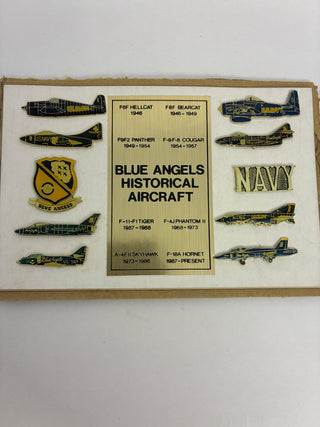 Blue Angels Historical Aircraft Pin Set – 10 Enamel Pins (Mounted)