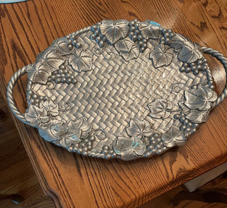 Vintage Lenox Grape Weave Metal Serving Tray