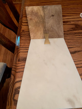 Crate & Barrel Cheese Board Wood Marble Serving Tray Decor Party 18”