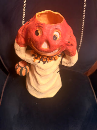 Bethany Lowe Lighted Pumpkin Figure Paper Mache Halloween Decor