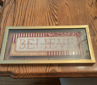 Vintage "Believe in the magic" gold framed sign