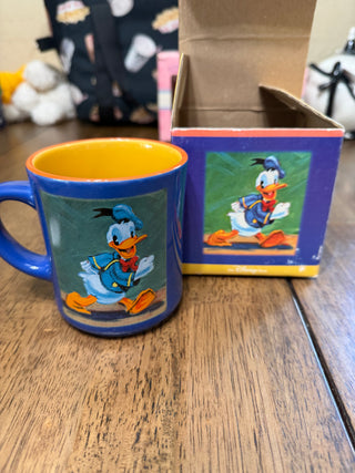 Disney Store Donald Duck Ceramic Mug Blue Yellow & Orange Thailand