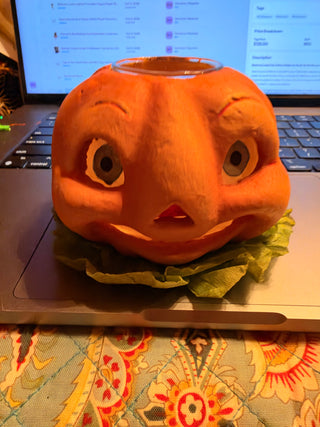 Bethany Lowe Spooky Halloween Pumpkin Votive Holder by Scott Smith Rucus Studio – 2012, 4"