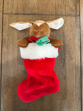 The Velveteen Rabbit Christmas Holiday Plush Stocking 1985 Vintage