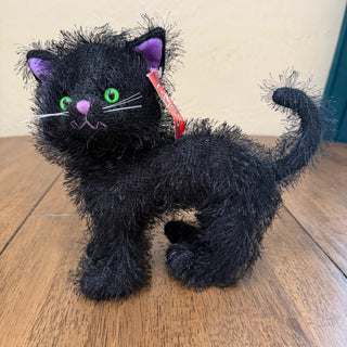 Vtg Russ Plush “Scratches” Black Cat Green Eyes 12”x9.5” Halloween Tags!