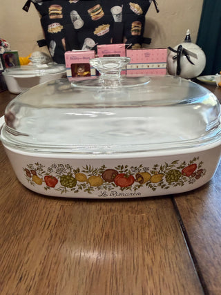 Large Casserole Dish Corning Ware Spice of Life Le Romarin 10x10x2 w/ Lid
