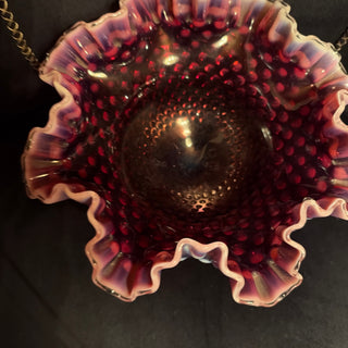 Fenton Dark Plum Opalescent Hobnail Large Compote 10" Ca 1960's Ca