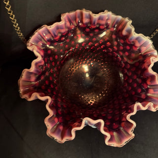 Fenton Dark Plum Opalescent Hobnail Large Compote 10" Ca 1960's Ca