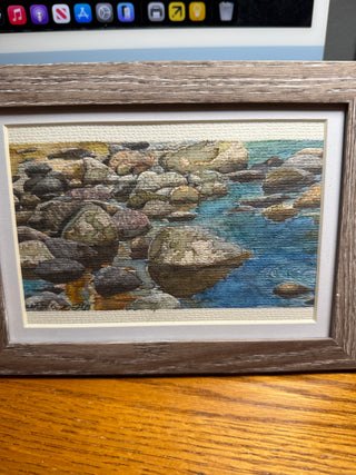 Boulders mixed media framed