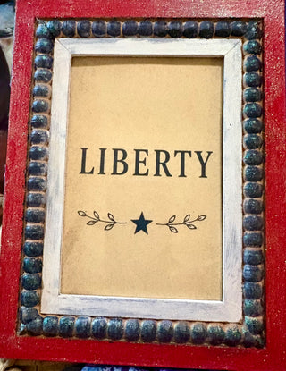 Patriotic Red White and Blue "Liberty" and star 3.5x5.5