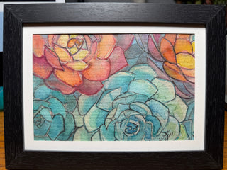 Succulent rainbow mixed media