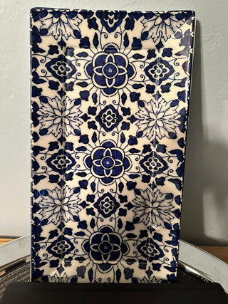 Platter Matceramica Ceramic Blue Floral MTS
