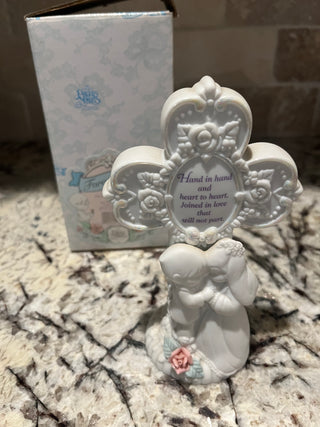 Vintage Precious Moments Wedding Cross Plaque/Figure