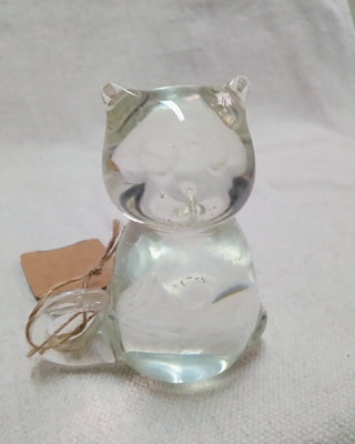 MW Vintage Clear Glass Cat