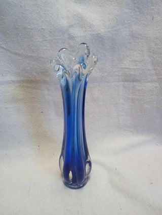 MW Vintage Swung Blue Glass Vase