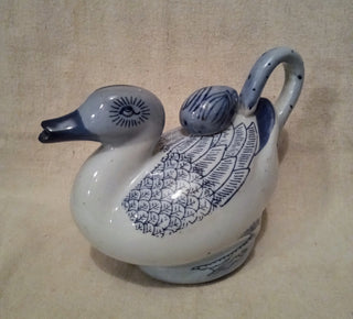 MW Vintage Blue & White Porcelain Duck Teapot