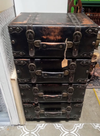 MW Faux Leather Wood Stacked Side Chest