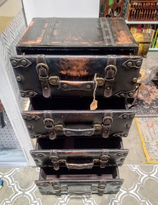 MW Faux Leather Wood Stacked Side Chest