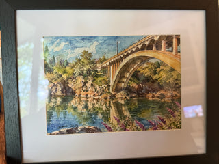 Rainbow Bridge Folsom mixed media framed