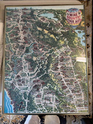 Wine country vintage map 1980’s Sonoma Napa counties