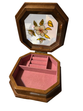 Vintage Floral Octagon Jewelry Box