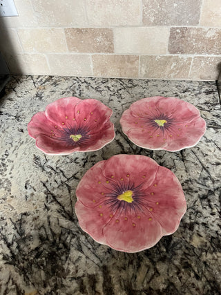 Maxcera Pink Flower Ceramic Bowl & Plates (2)