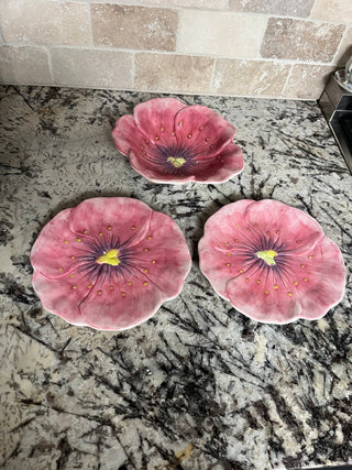 Maxcera Pink Flower Ceramic Bowl & Plates (2)