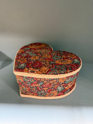 Fabric Heart Shaped Jewelry Trinket Box