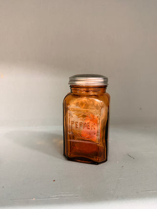 Amber Glass Pepper Shaker