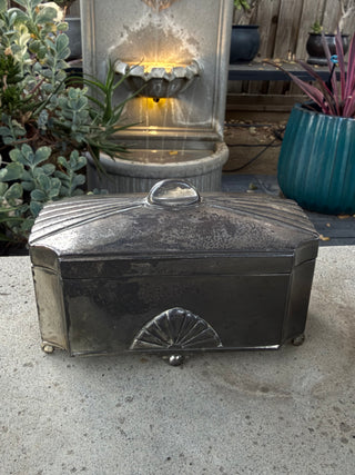 Antique Art Deco Metal Casket Jewelry  Box
