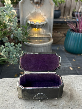 Antique Art Deco Metal Casket Jewelry  Box