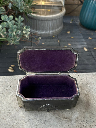 Antique Art Deco Metal Casket Jewelry  Box