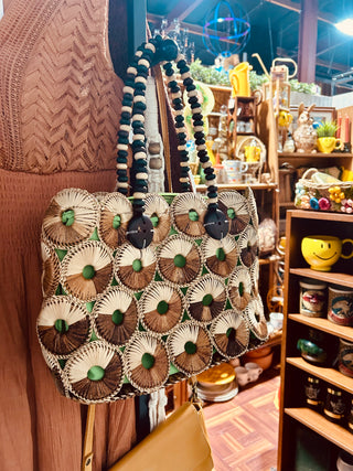 Brown and Green Abaca Purse