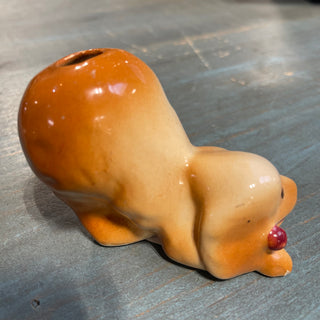 4"  Vtg Ceramic Spaniel Vase/ Pen Holder--SP