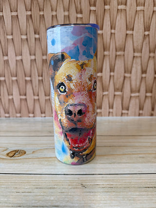 Skinny 20 oz Watercolor Pit Bull comes RCD