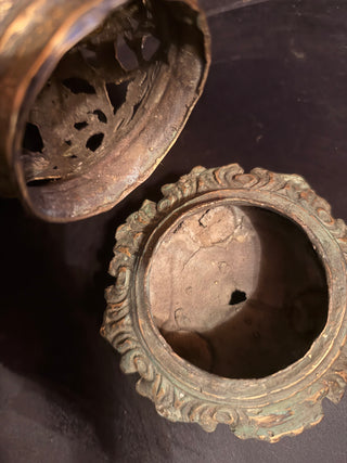 Vintage Brass Incense Burner – Openwork Crane & Pine Motif